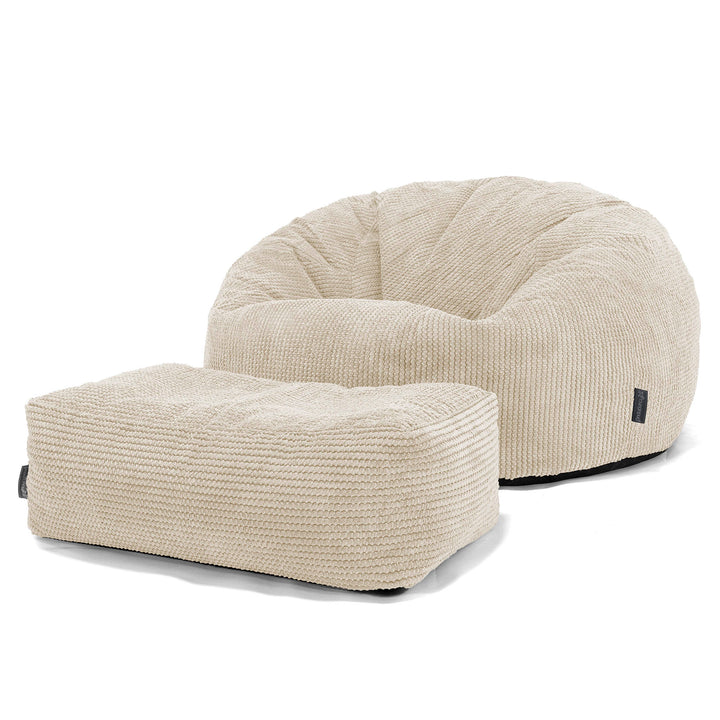 Pouf Canapé Classique - Velours Côtelé Gaufré Crème 02