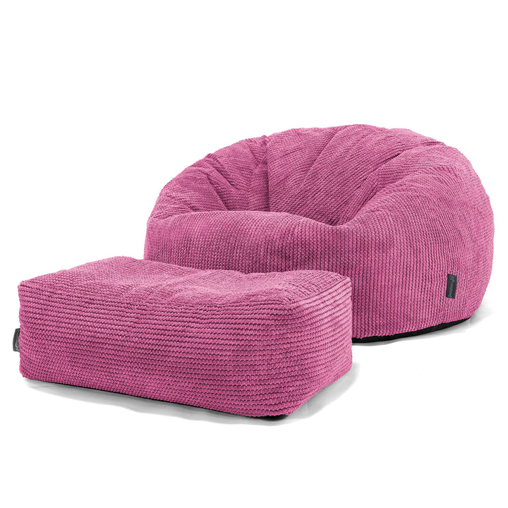 Pouf Canapé Classique - Velours Côtelé Gaufré Rose 02
