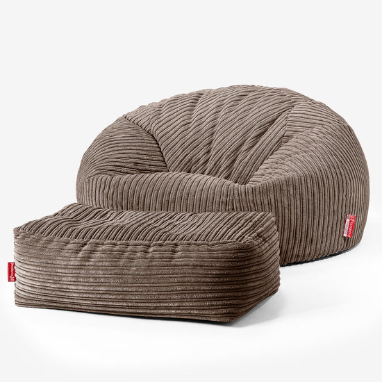 Canapé Pouf pour Enfant 6-14 ans - Côtelé Moka 03