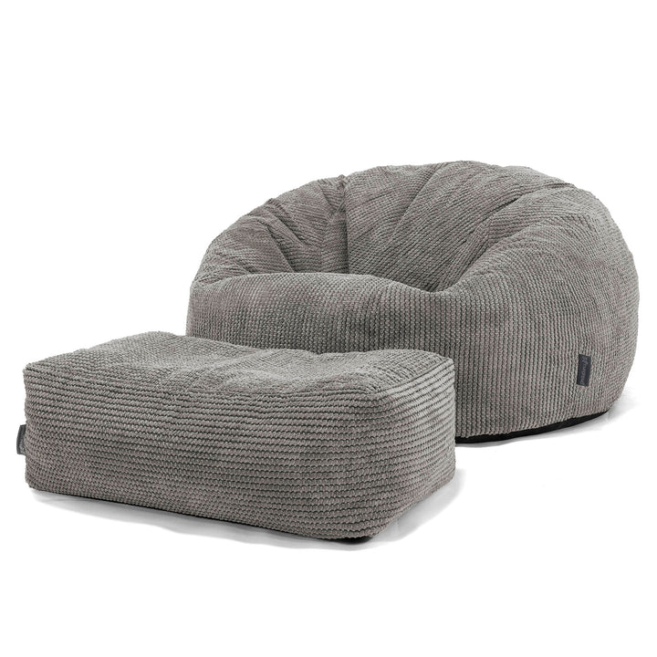 Canapé Pouf pour Enfant 6-14 ans - Velours Côtelé Gaufré Anthracite 03