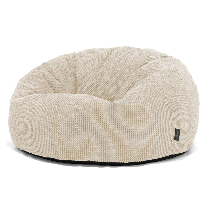 Canapé Pouf pour Enfant 6-14 ans - Velours Côtelé Gaufré Crème 02