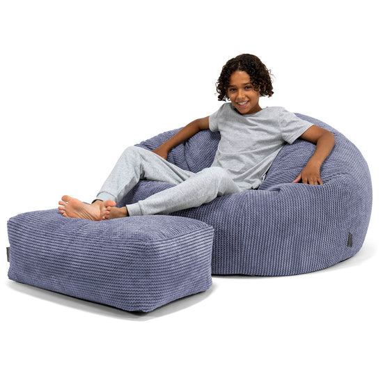 Canapé Pouf pour Enfant 6-14 ans - Velours Côtelé Gaufré Violet 01