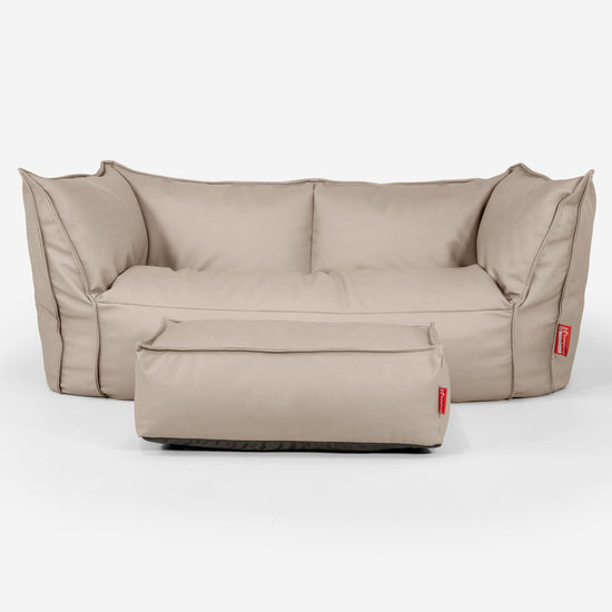 Pouf Canapé Ruben - Cuir Végan Ivoire 02