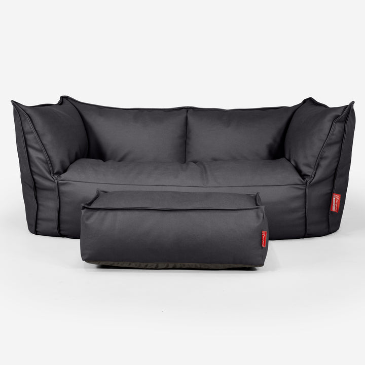 Pouf Canapé Ruben - Cuir Végan Noir 02