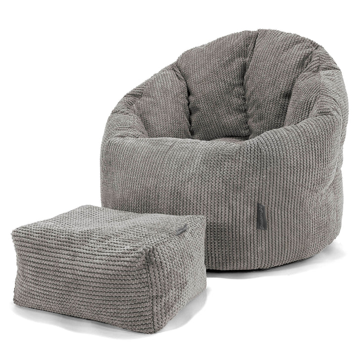 Pouf Chaise Design - Velours Côtelé Gaufré Anthracite 02