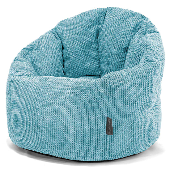 Pouf Chaise Design - Velours Côtelé Gaufré Mer Égée 01