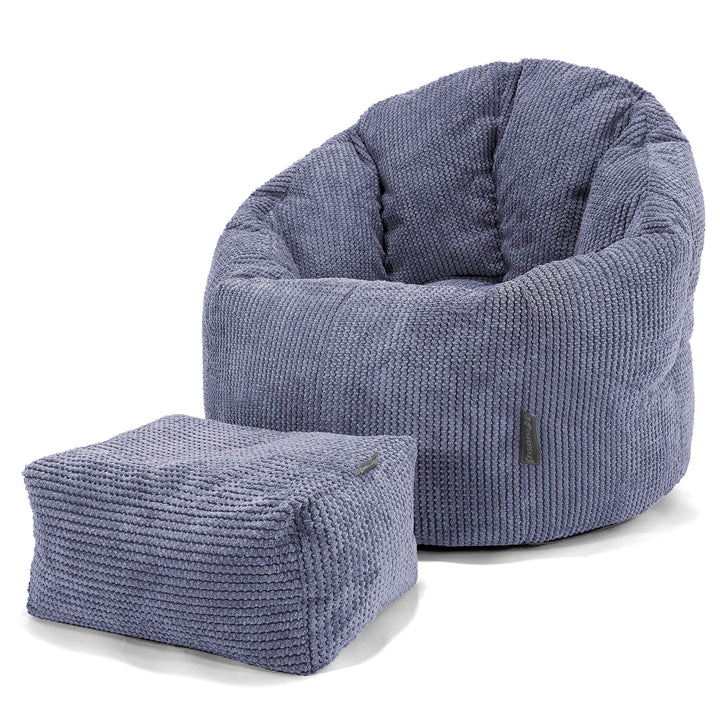 Pouf Chaise Design - Velours Côtelé Gaufré Violet 02