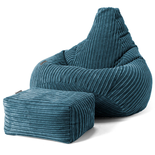 Pouf Gamer pour Enfant 6-14 ans - Côtelé Bleu Marine 01