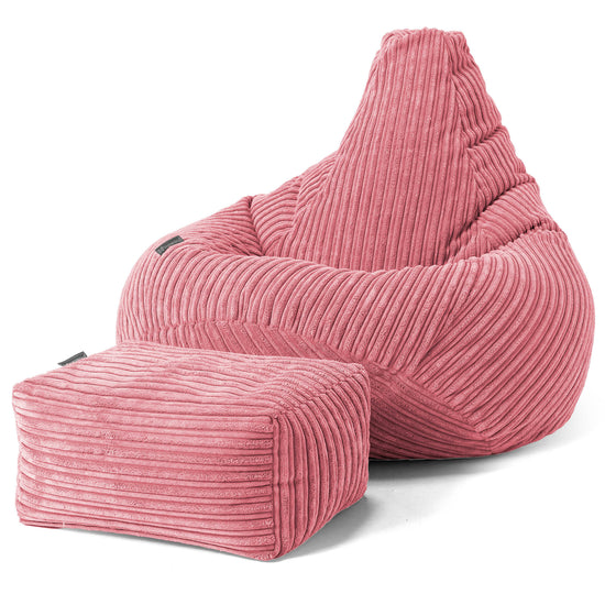 Pouf Gamer pour Enfant 6-14 ans - Côtelé Corail 02