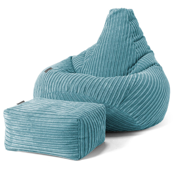 Pouf Gamer pour Enfant 6-14 ans - Côtelé Mer Égée 01