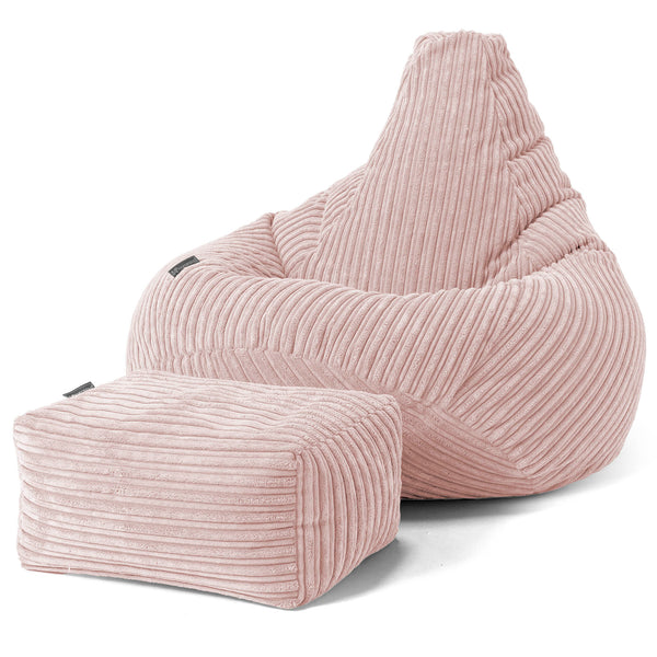 Pouf Gamer pour Enfant 6-14 ans - Côtelé Rose 01