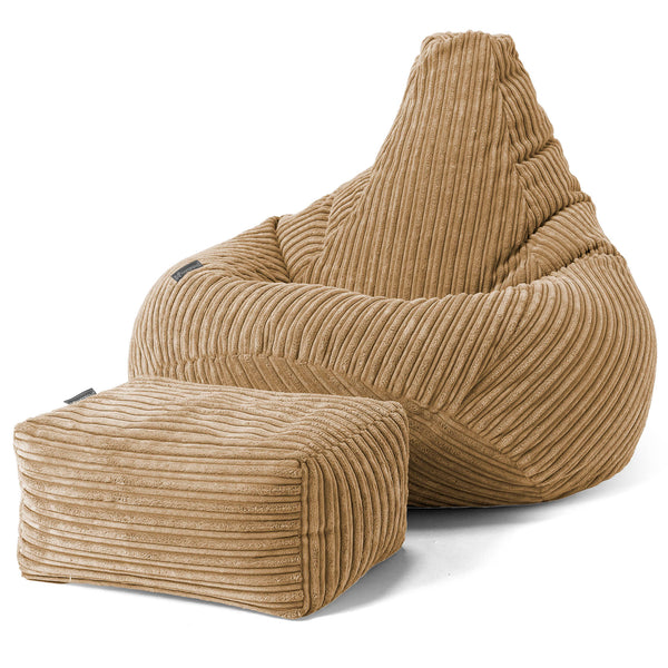 Pouf Gamer pour Enfant 6-14 ans - Côtelé Sable 01