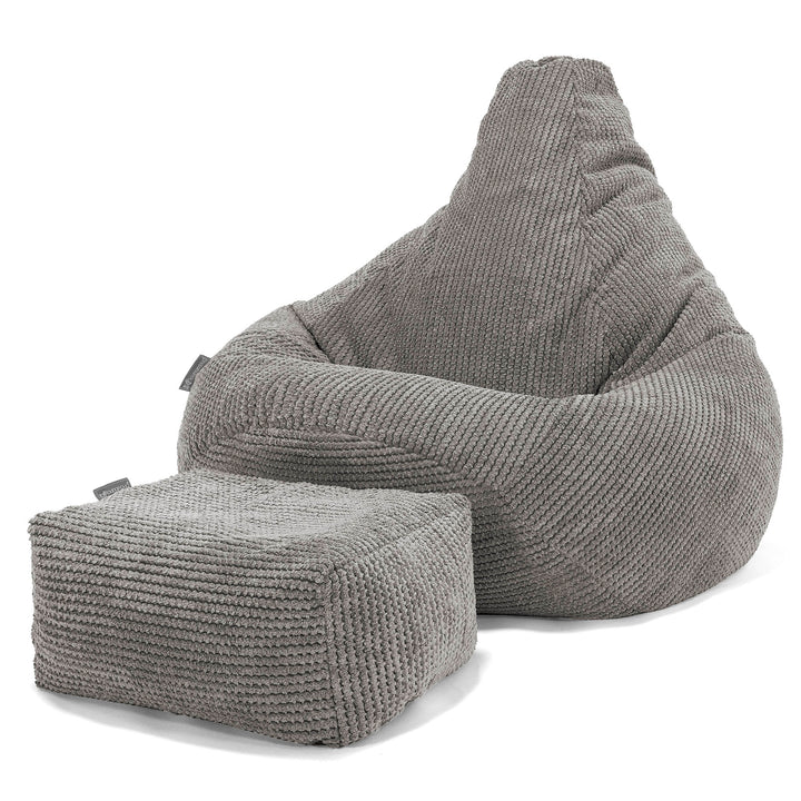 Pouf Gamer pour Enfant 6-14 ans - Velours Côtelé Gaufré Anthracite 03