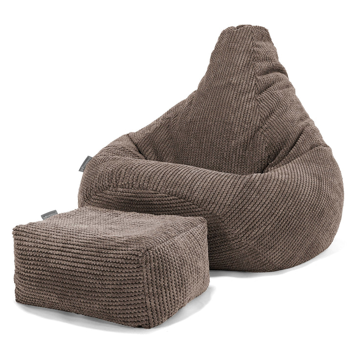 Pouf Gamer pour Enfant 6-14 ans - Velours Côtelé Gaufré Chocolat 03
