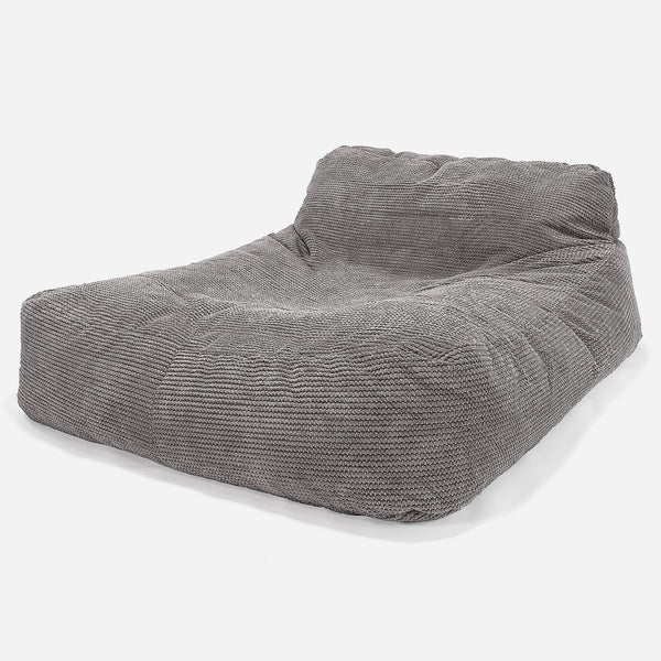 Chaise Longue (2 Personnes) - Velours Côtelé Gaufré Anthracite 01