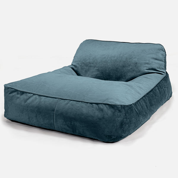 Chaise Longue (2 Personnes) - Velours Mer Égée 01