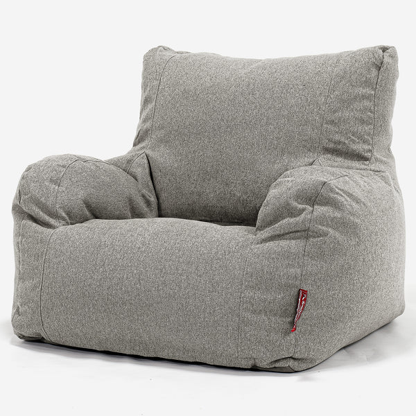 Pouf Fauteuil Design - Interalli Laine Argent 01
