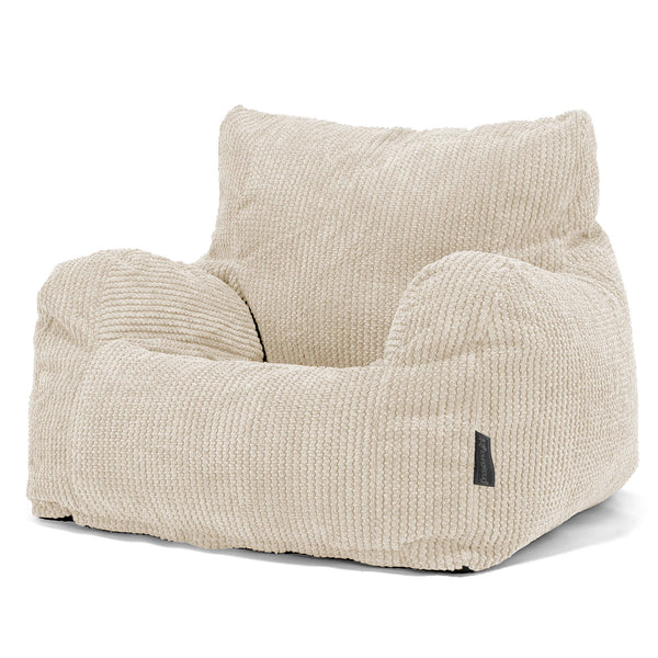 Pouf Fauteuil Design - Velours Côtelé Gaufré Crème 01
