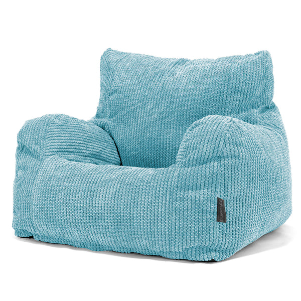 Pouf Fauteuil Design - Velours Côtelé Gaufré Mer Égée 01