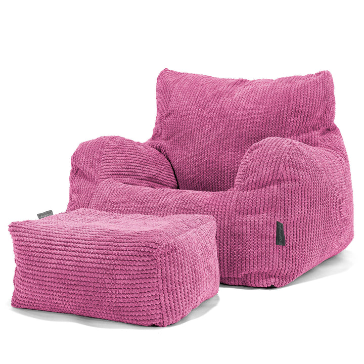 Pouf Fauteuil Design - Velours Côtelé Gaufré Rose 02