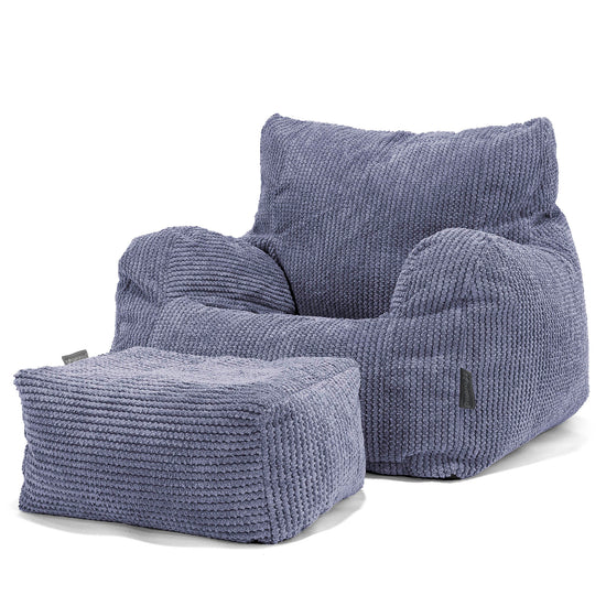 Pouf Fauteuil Design - Velours Côtelé Gaufré Violet 02