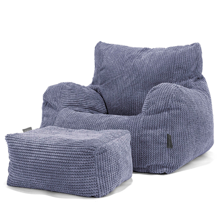 Pouf Fauteuil Design - Velours Côtelé Gaufré Violet 02