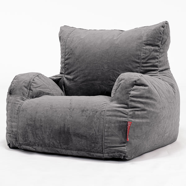 Pouf Fauteuil Design - Velours Anthracite 01