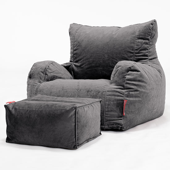 Pouf Fauteuil Design - Velours Anthracite 02