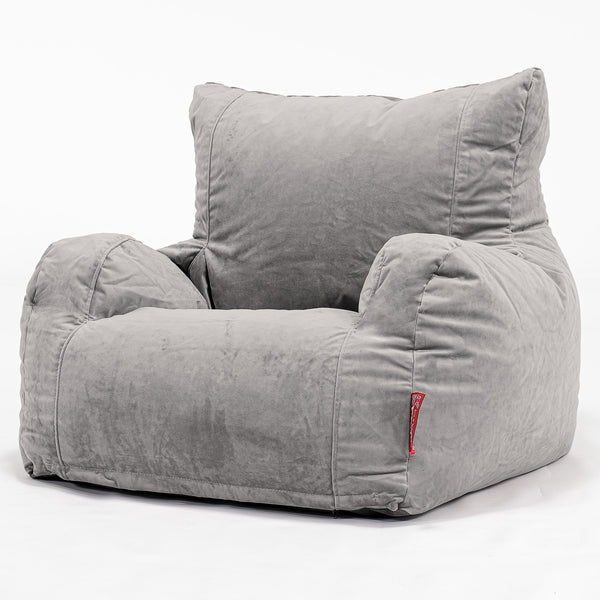 Pouf Fauteuil Design - Velours Argent 01