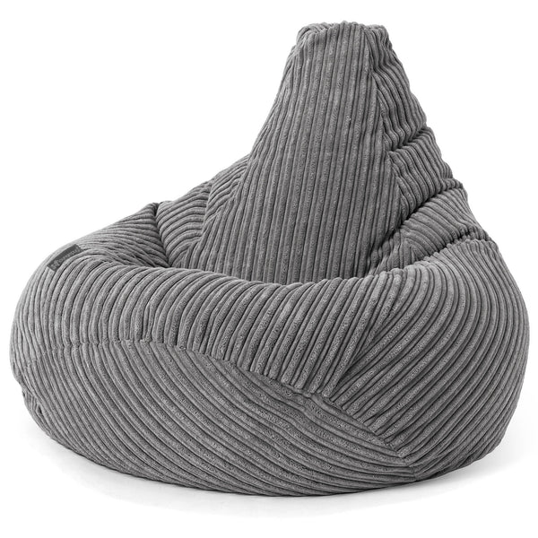 Pouf Poire Gamer - Côtelé Gris Acier 01