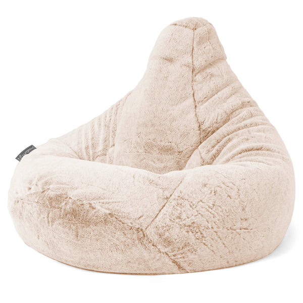 Pouf Poire Gamer - Fausse Fourrure Lapin Blanc 01