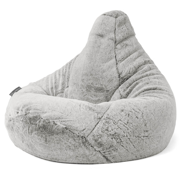 Pouf Poire Gamer - Fausse Fourrure Lapin Gris clair 01