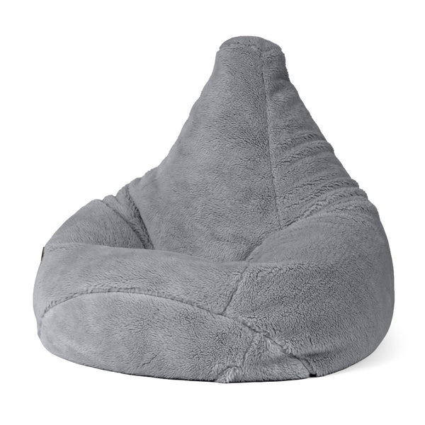 Pouf Poire Gamer - Fausse Fourrure Nounours Gris Foncé 04