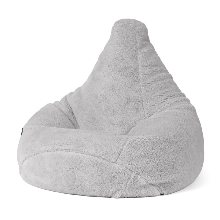 Pouf Poire Gamer - Fausse Fourrure Nounours Gris moyen 01
