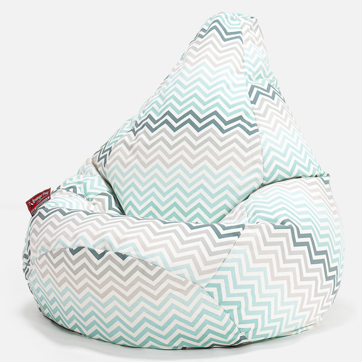 Pouf Poire Gamer - Imprimé Géométrique Chevron Mer Égée 02