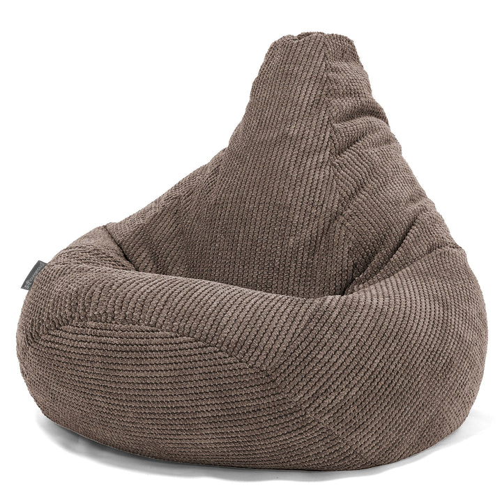 Pouf Poire Gamer - Velours Côtelé Gaufré Chocolat 02