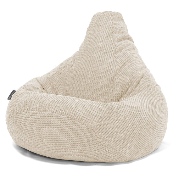 Pouf Poire Gamer - Velours Côtelé Gaufré Crème 02