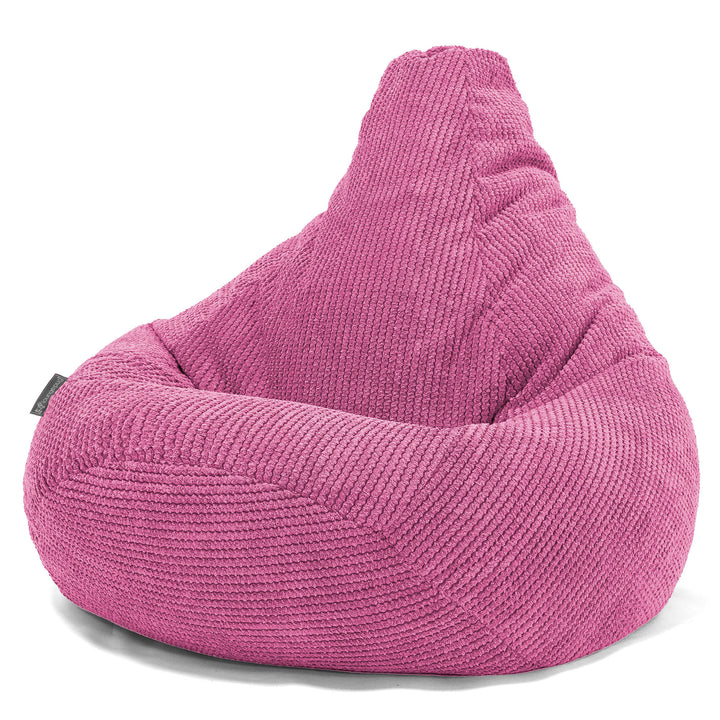 Pouf Poire Gamer - Velours Côtelé Gaufré Rose 02