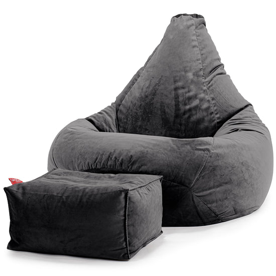 Pouf Poire Gamer - Velours Anthracite 01