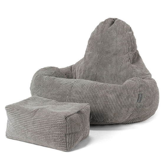 Pouf Gamer Ultra Lux - Velours Côtelé Gaufré Anthracite 02