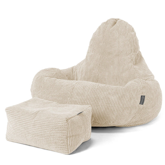 Pouf Gamer Ultra Lux - Velours Côtelé Gaufré Crème 02