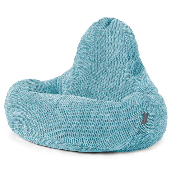 Pouf Gamer Ultra Lux - Velours Côtelé Gaufré Mer Égée 01