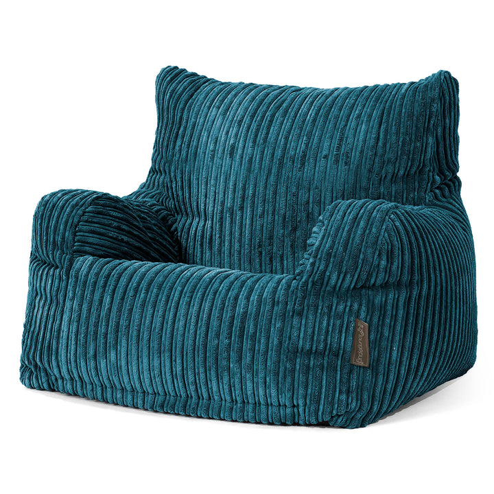 Pouf Fauteuil pour Ados 6-14 ans - Côtelé Bleu Canard 02