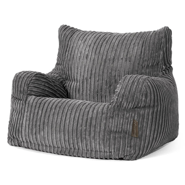 Pouf Fauteuil pour Ados 6-14 ans - Côtelé Gris Acier 01