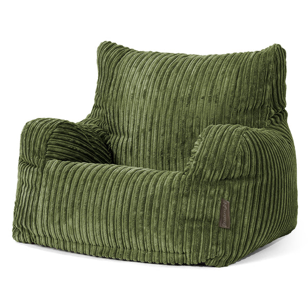 Pouf Fauteuil pour Ados 6-14 ans - Côtelé Vert Forêt 01