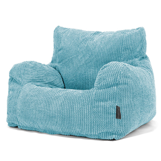 Pouf Fauteuil pour Ados 6-14 ans - Velours Côtelé Gaufré Mer Égée 02