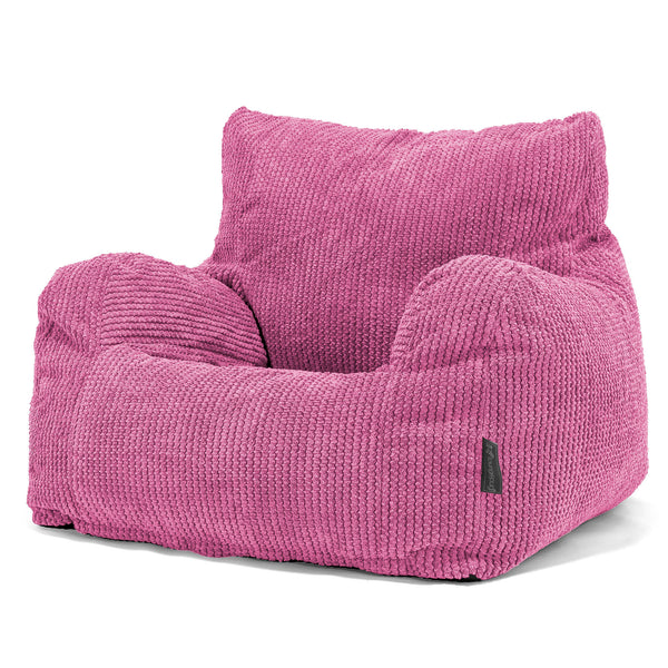 Pouf Fauteuil pour Ados 6-14 ans - Velours Côtelé Gaufré Rose 01