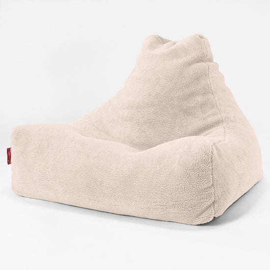 Pouf Fauteuil Relax - Fausse Fourrure Nounours Crème 01
