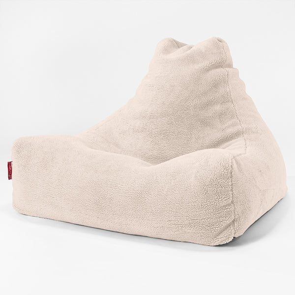 Pouf Fauteuil Relax - Fausse Fourrure Nounours Crème 01