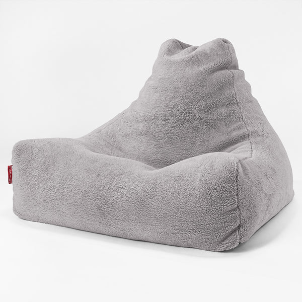 Pouf Fauteuil Relax - Fausse Fourrure Nounours Gris moyen 01